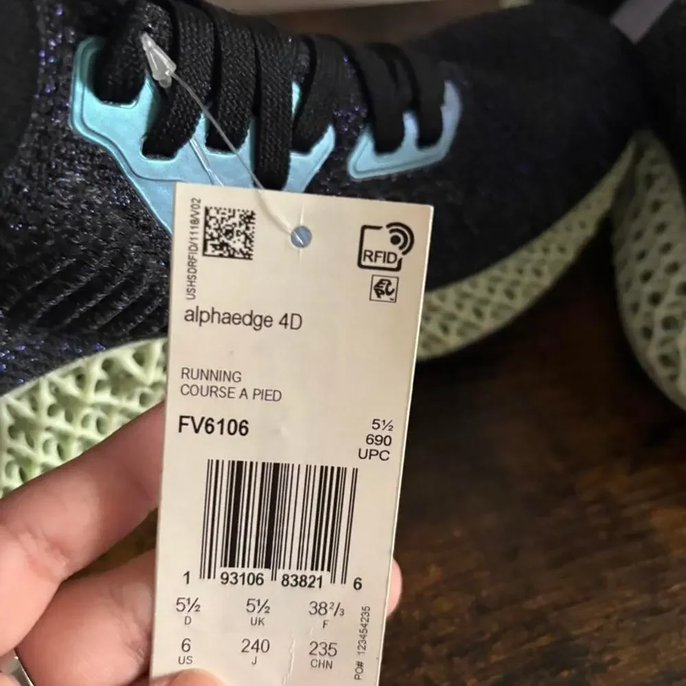 Adidas alphaedge 4d purplebluegreen size